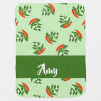 Red and green chili peppers pattern baby blanket