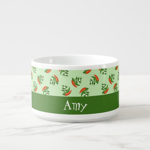 Red and green chili peppers pattern bowl