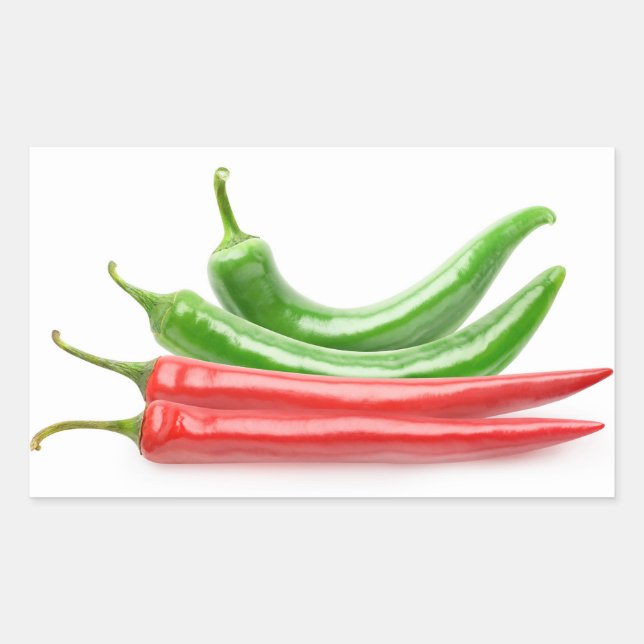 Red and green chili peppers rectangular sticker (Front)