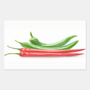 Red and green chili peppers rectangular sticker