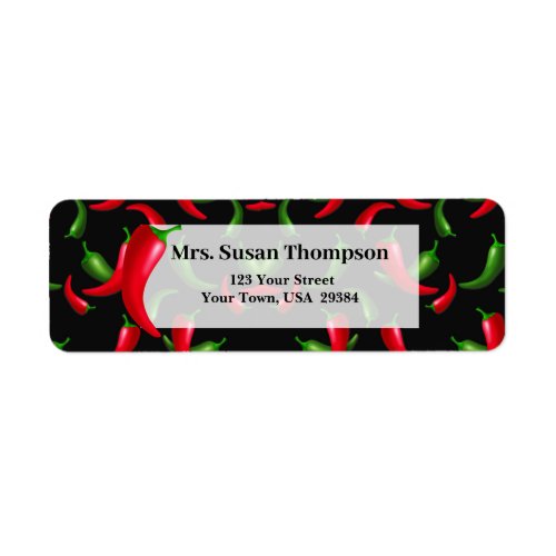 Red and Green Chili Peppers Return Address Label