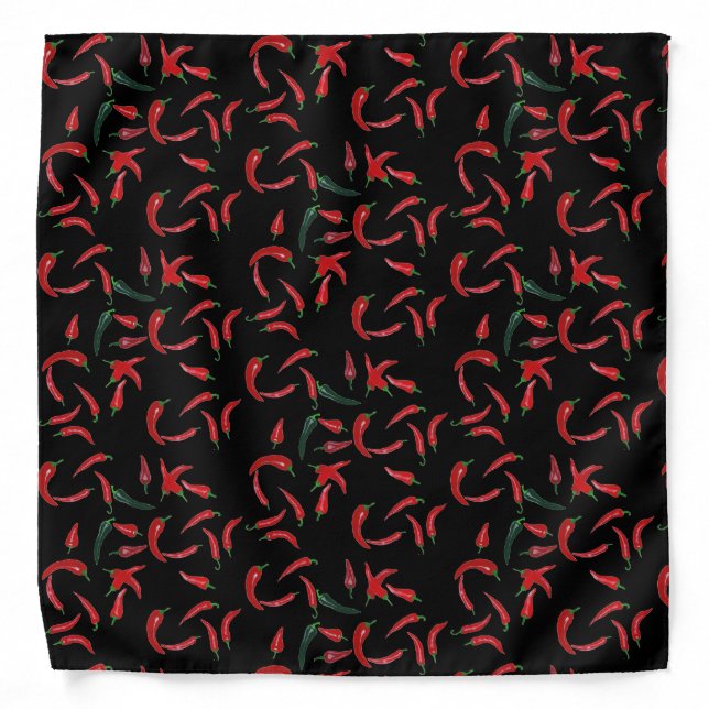 Red and Green Chilli Pepper Pattern Bandana (Front)