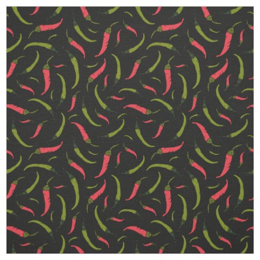 Red and Green Chilli Peppers on Black Fabric