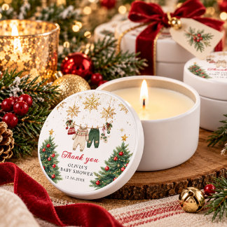 Red and Green Christmas Baby Shower Thank you Mini Candle Favors