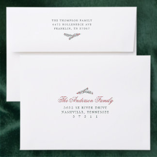 Red and Green Christmas Back Addressed Envelopes
