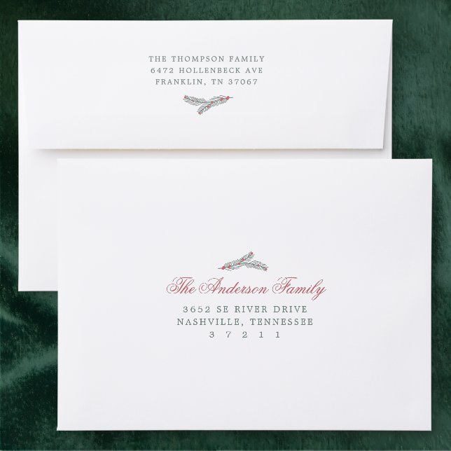 Red and Green Christmas Back Addressed Envelopes (Green)