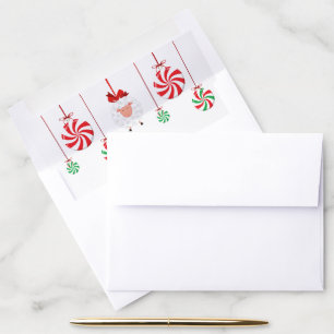 Red and green Christmas Candy Ornaments Envelope Liner