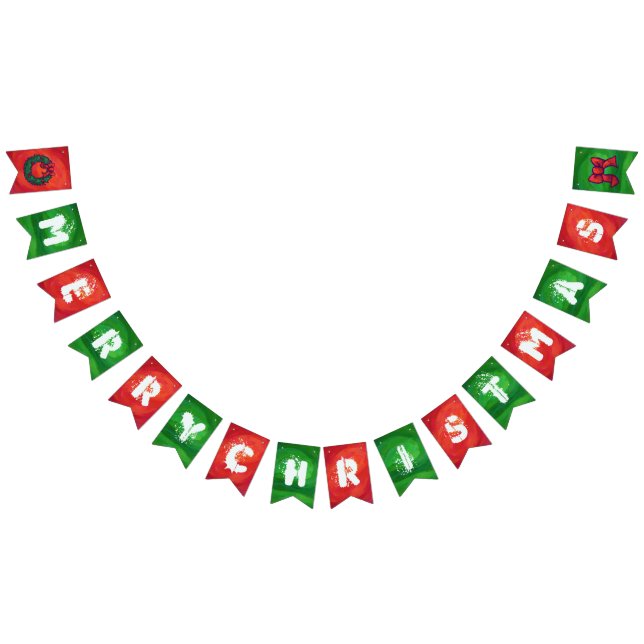 Red and Green Christmas Decoration Bunting Flags (All)