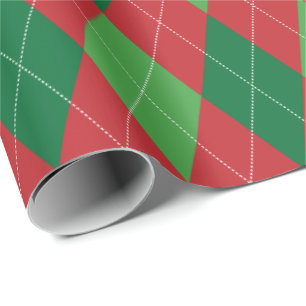 Red and Green Christmas Extra Large Argyle Wrapping Paper