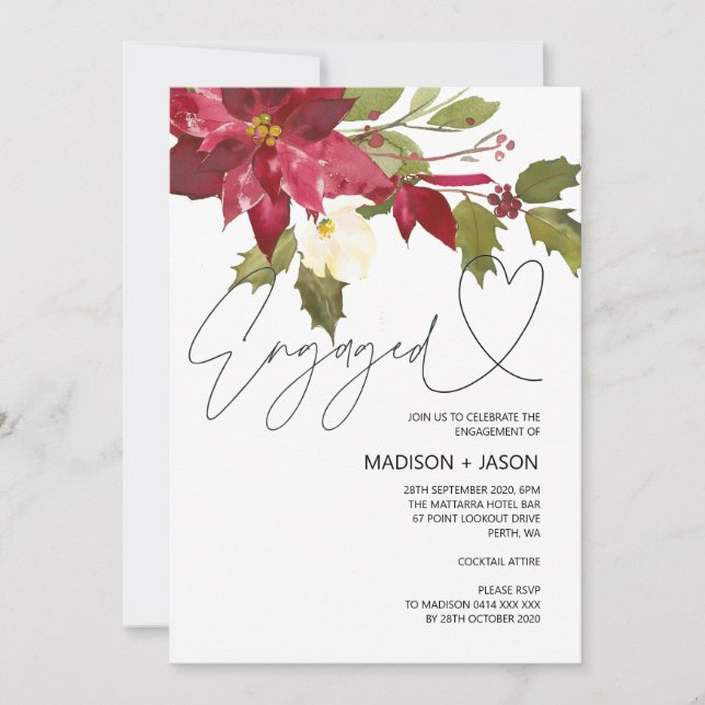 Red and Green Christmas Holiday Engagement Party Invitation (Front)