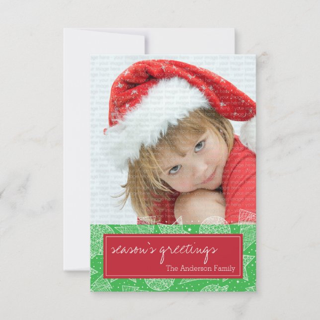 Red and Green Christmas Holiday Photo Card (Front)