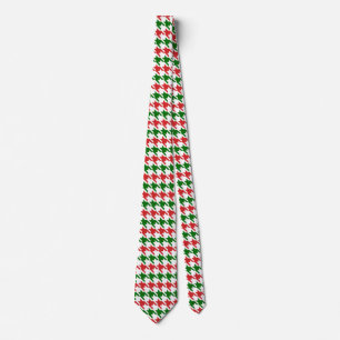 Red and Green Christmas Houndstooth Pattern Neck Tie