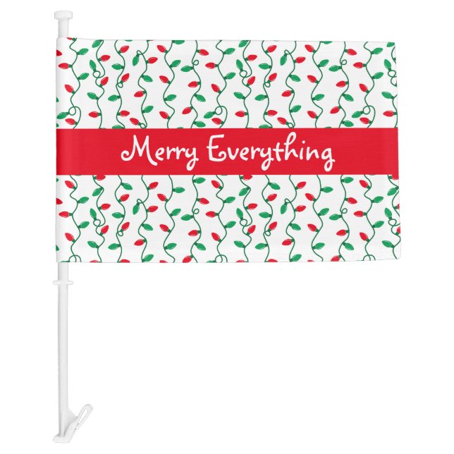 Red and Green Christmas Lights l Merry Everything Car Flag (Front)
