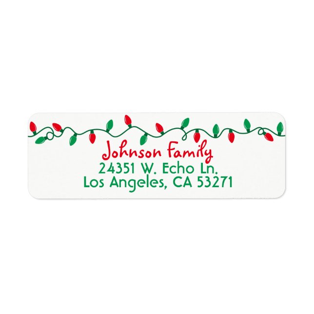 Red and Green Christmas Lights Label (Front)