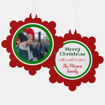 Red And Green Christmas  Ornament Card by scribbleprints at Zazzle