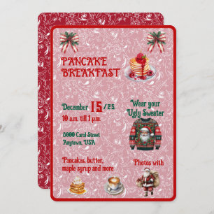 Red and Green Christmas Pancake Breakfast Invitation