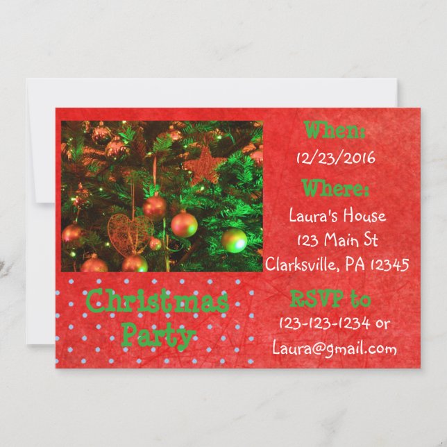 Red and Green Christmas Party Invitation (Front)