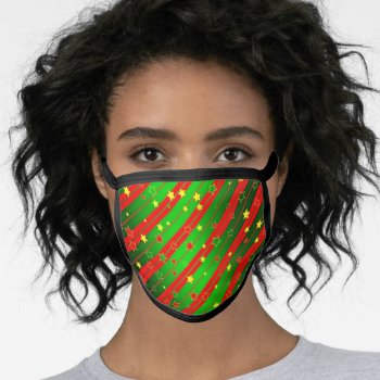 Red And Green Christmas Pattern Face Mask by ChristmasBellsRing at Zazzle