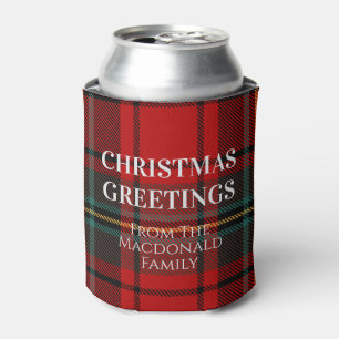 Red and Green Christmas Plaid Can Cooler