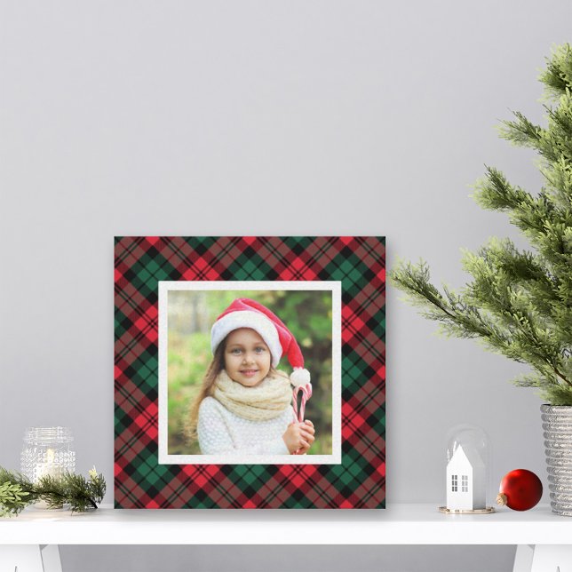 Red and Green Christmas Plaid Custom Photo Canvas Print (Creator Uploaded)