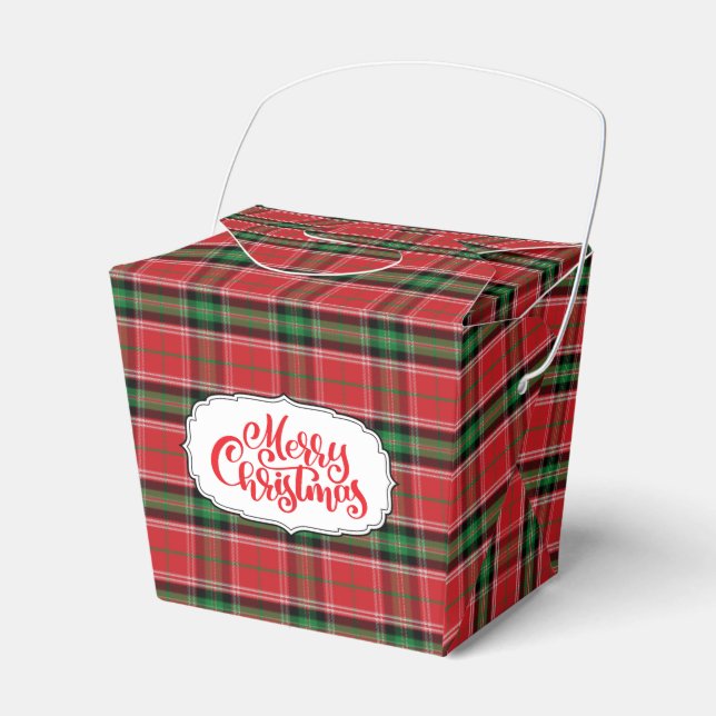 Red and Green Christmas Plaid Favor Box (Front Side)