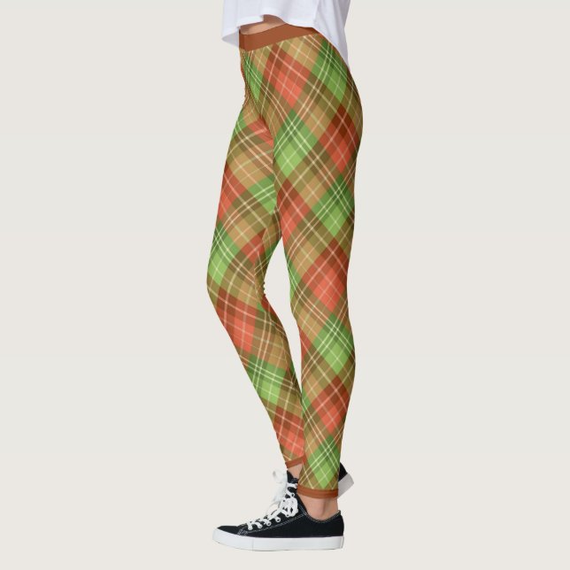 Red and green Christmas plaid Leggings (Left)