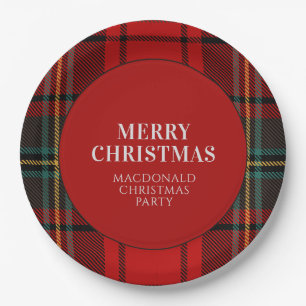 Red and Green Christmas Plaid Paper Plates