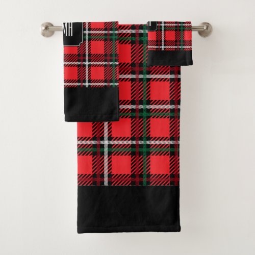 Red and Green Christmas Plaid Pattern Bath Towel Set