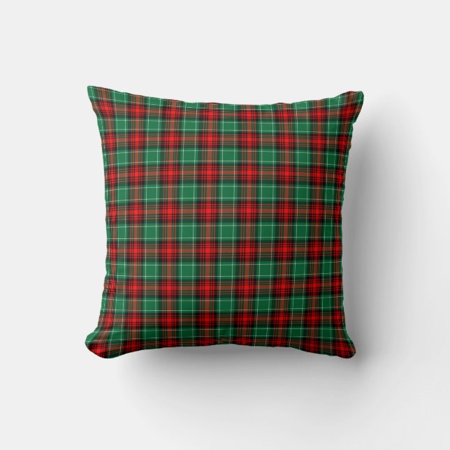 Red and Green Christmas Plaid Throw Pillow (Front)