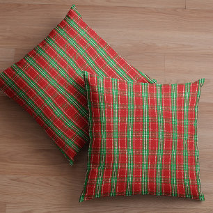 Red and Green Christmas Plaid Throw Pillow