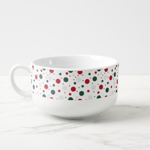 Red and Green Christmas Polka Dot Soup Mug
