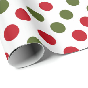 red and green Christmas polka dots Wrapping Paper