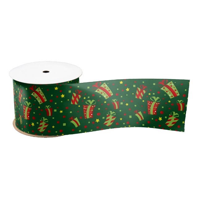 Red and Green Christmas Presents Satin Ribbon (Spool)