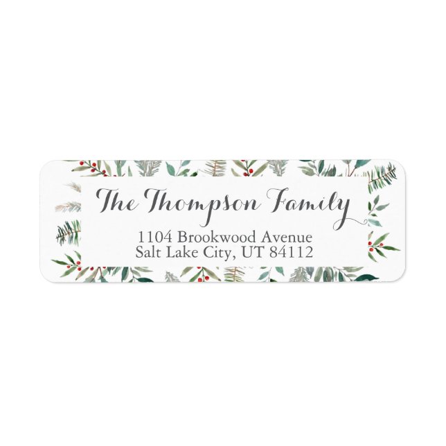 Red and Green Christmas Return Address Label (Front)