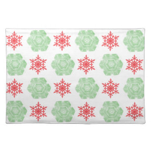 Red and green christmas snowflakes cloth placemat