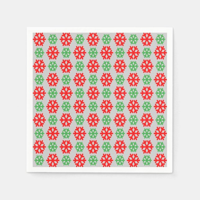 Red and green christmas snowflakes napkins (Front)