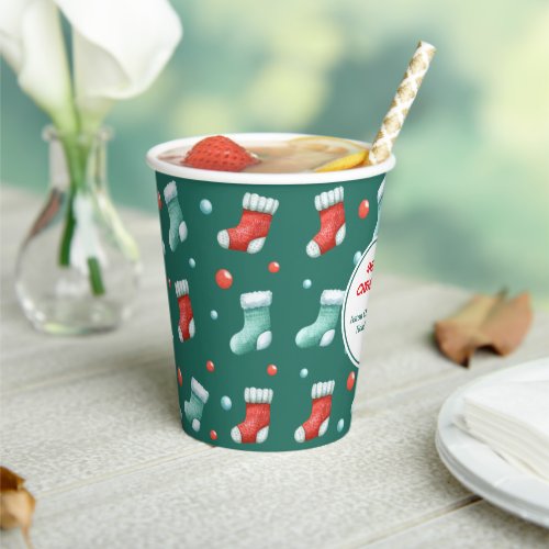 Red and Green Christmas Stockings Paper Cups