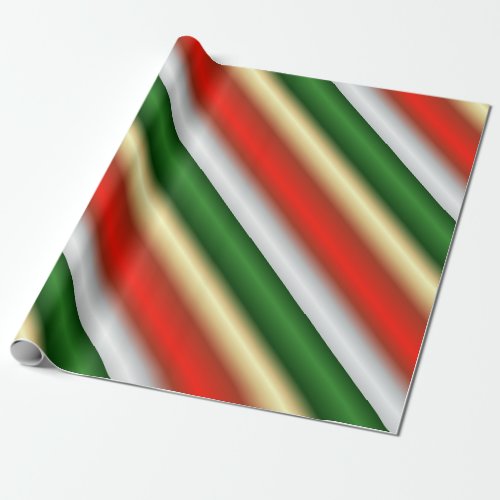 Red and Green Christmas Striped Wrapping Paper