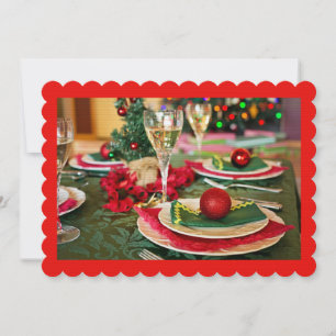 Red And Green Christmas Table Setting Invitation