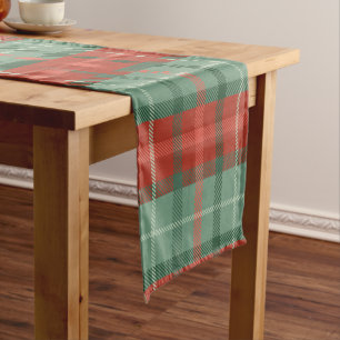 Red and green Christmas tartan pattern Short Table Runner