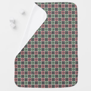 Red and green Christmas Themed Paw print pattern  Baby Blanket