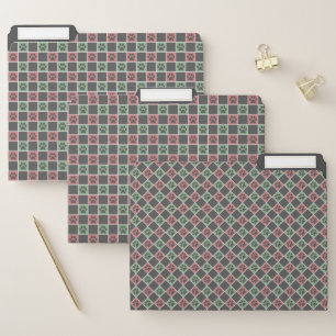 Red and green Christmas Themed Paw print pattern File Folder