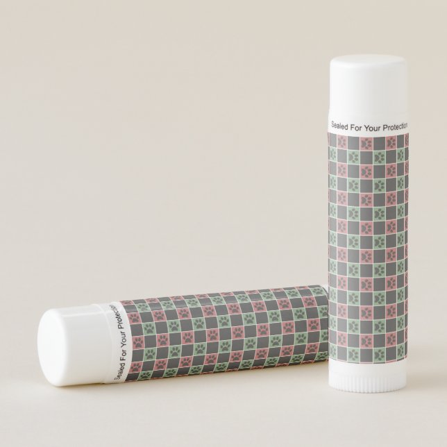 Red and green Christmas Themed Paw print pattern  Lip Balm (Front)