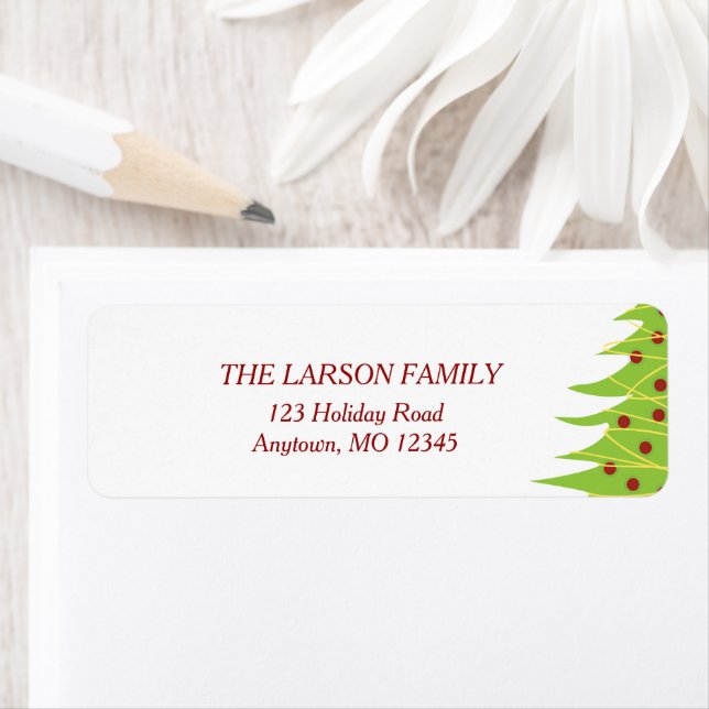 Red and Green Christmas Tree | Holiday Address Label (Insitu)
