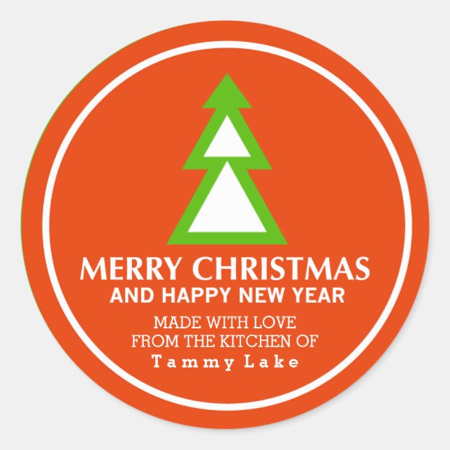 Red and Green Christmas Tree Holiday Stickers (Front)
