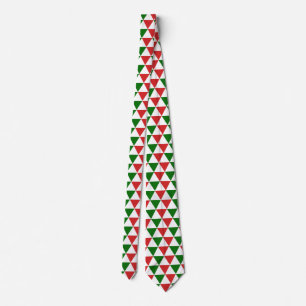 Red and Green Christmas Triangle Pattern Neck Tie