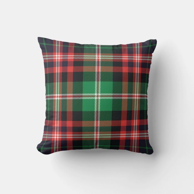 Red And Green Christmas Winter Plaid Design Throw Pillow (Front)
