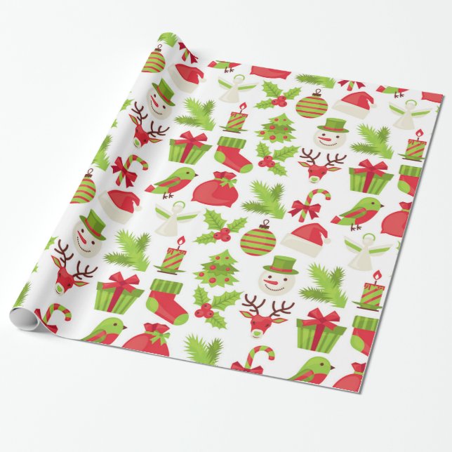 Red and Green Christmas Wrapping Paper (Unrolled)