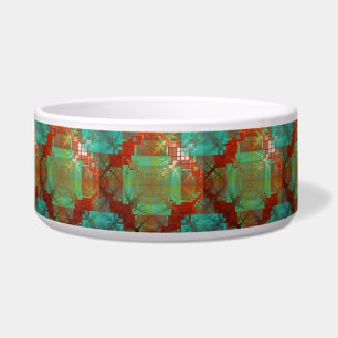 Red and Green Chromatic Fusion Ceramic Pet Bowl