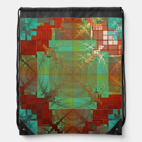Red and Green Chromatic Fusion Drawstring Backpack